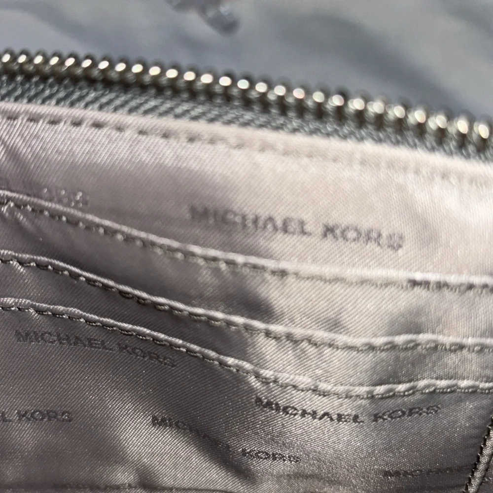 Michael Kors Mini Silver Metallic Pouchette Bag - Picture 5 of 15